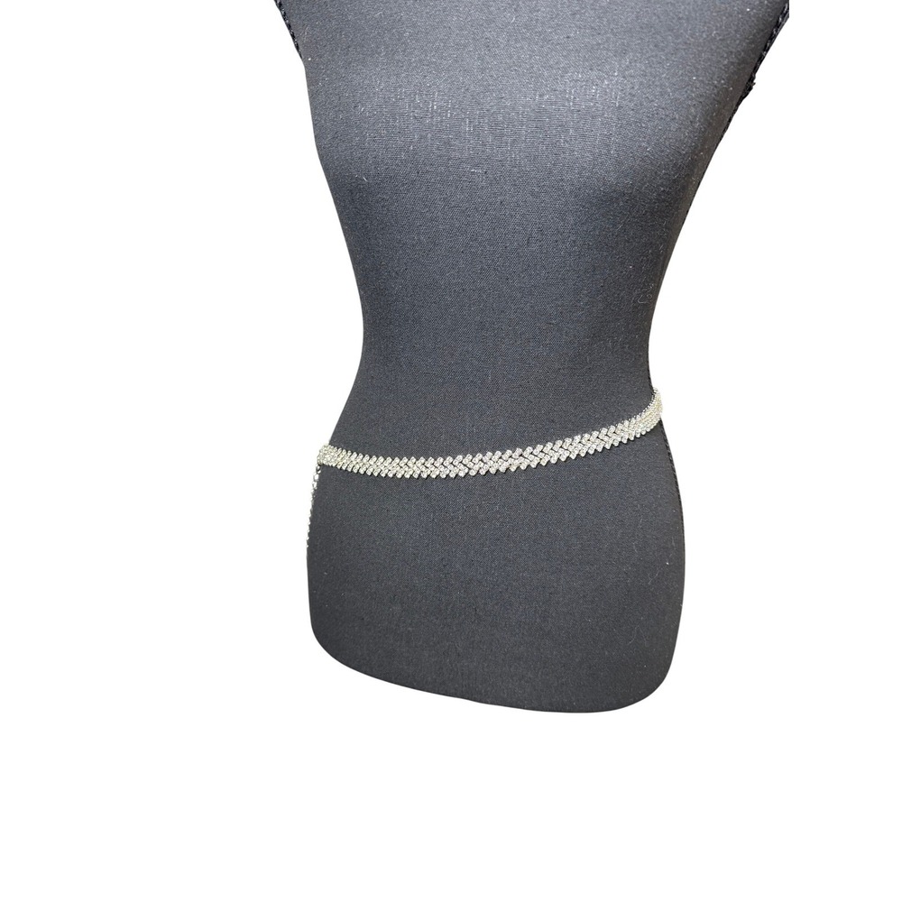 Rhinestone Chain Belt Womens One Size Silver Y2K Festival Glam 46 Inch